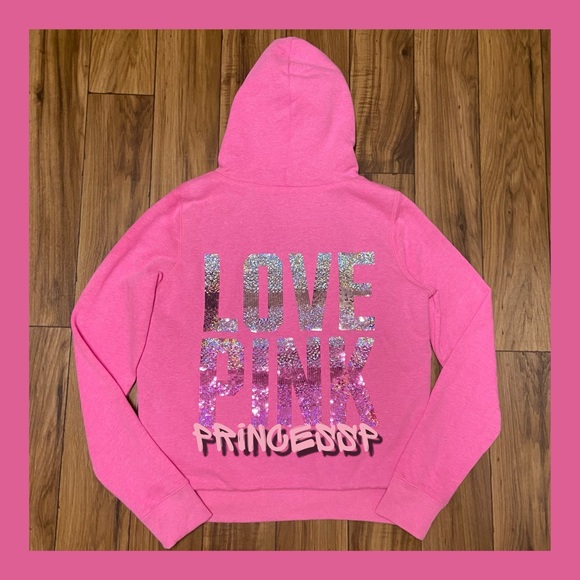 PINK Victoria's Secret Jackets & Blazers - RARE PINK VS BLING FULL ZIP FUR LINED HOODIE COAT JACKET